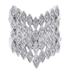 0.40 Carat Round Cut Diamond Chevron Ring 14K Gold